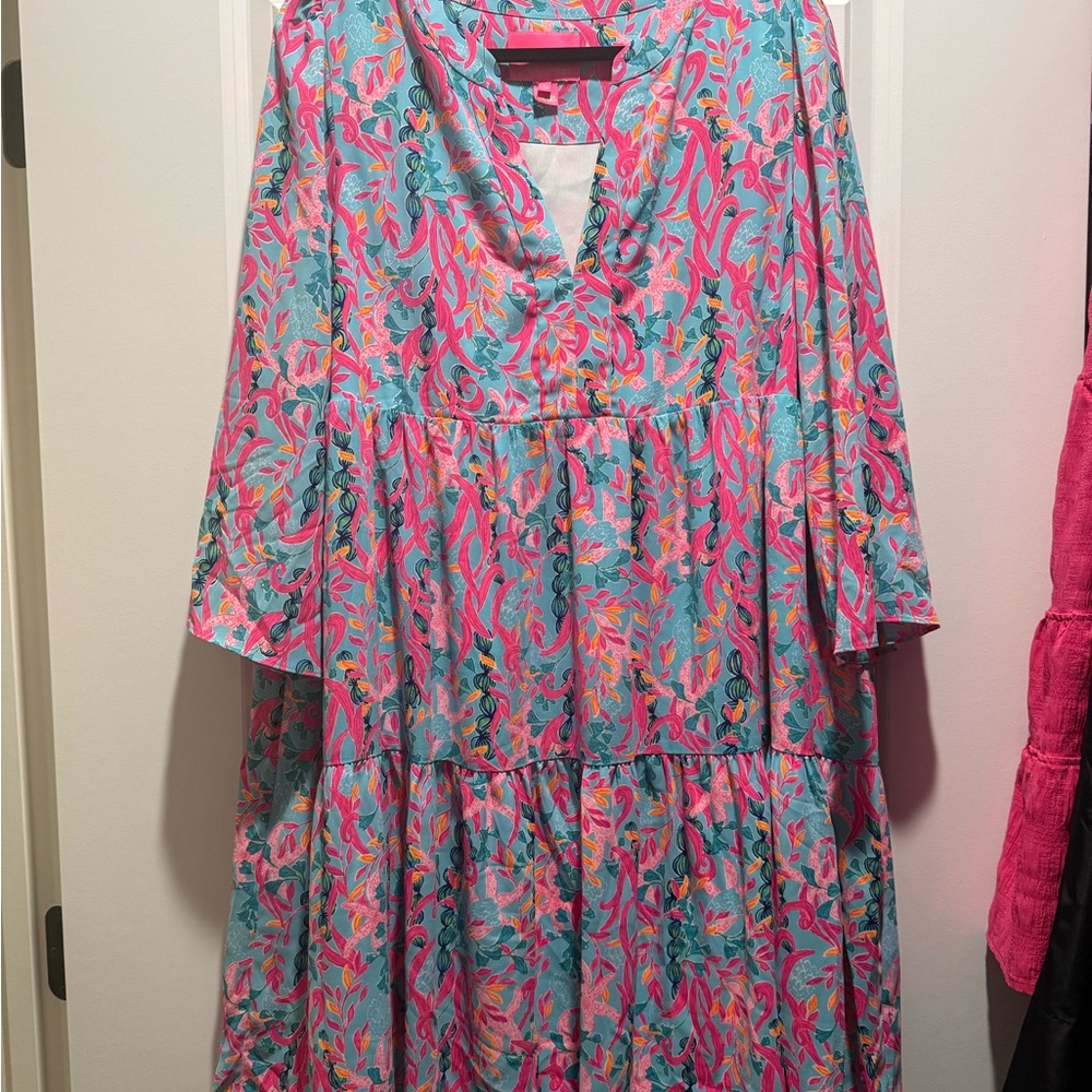 Lilly Pulitzer Pink & Teal Floral Blouse